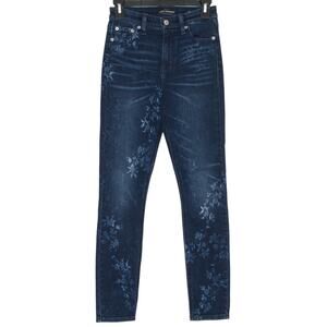 Lucky Brand Womens Jeans Bridgette Skinny Boho Cottage Hippie Floral Blue 00/24